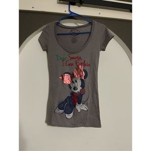 Disney Minnie Mouse XS gray t shirt - Dear Santa I can explain